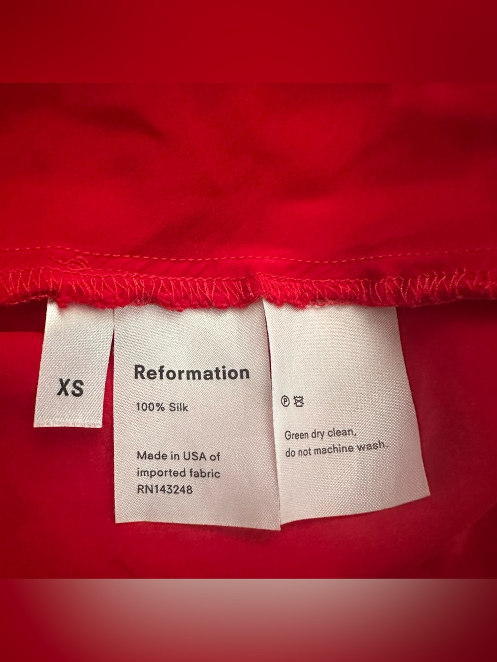 Reformation Red Silk mini Slip Dress size 2 sleeves unlined basic layering - Picture 2 of 5